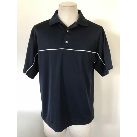 FOOTJOY Prodry Superlite Golf Polo Shirt Mens Small Navy Blue White Piping EUC - Picture 1 of 7